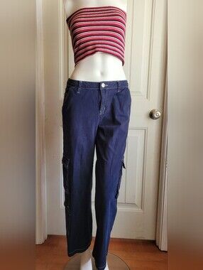 Vintage 90s Hot Kiss Navy Cargo Mid-rise Pants